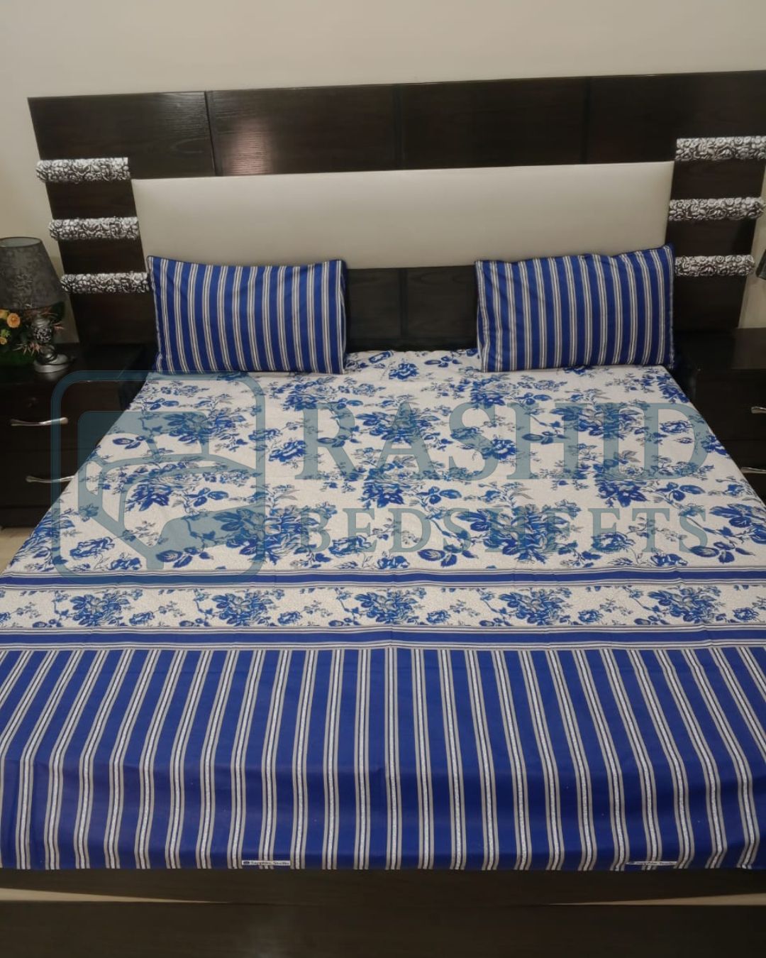 Cotten blue printed bedsheet