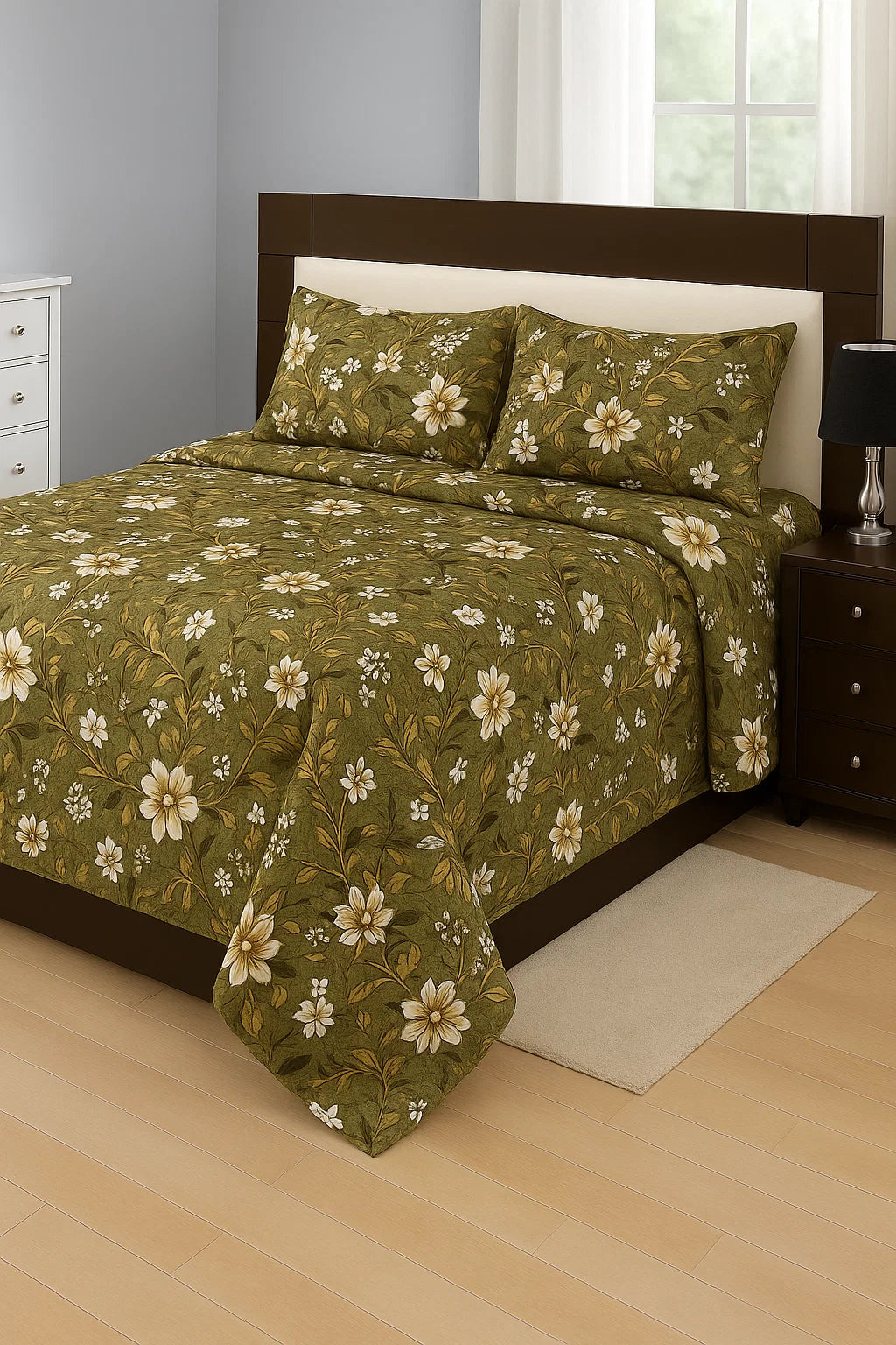 Egyptian Cotton feel flower with Olive Green Colour