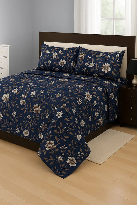 Egyptian Cotton  feel Flower with Navy  Blue Colour