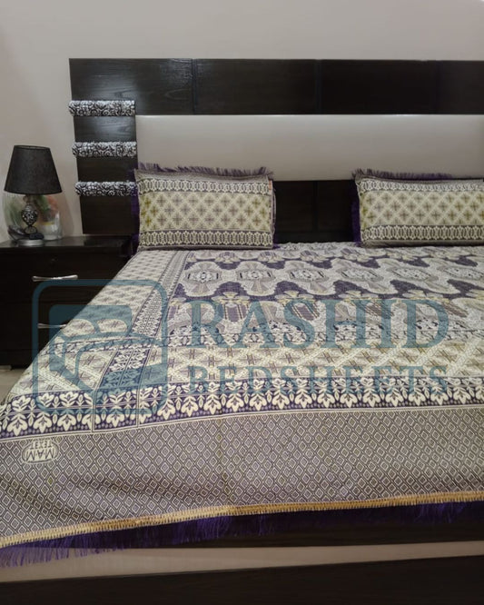 Elegent fancy silk bedsheet purple colour