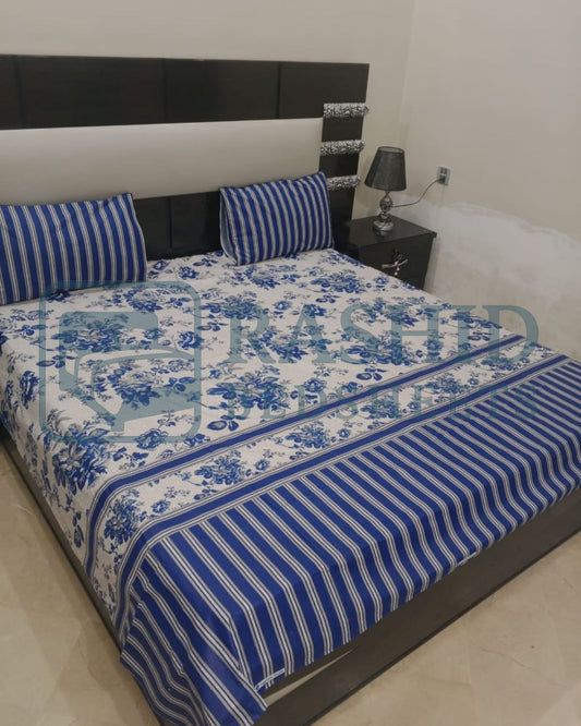 Cotten blue printed bedsheet