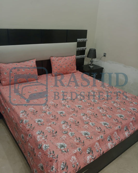 Cotton pinkey flower printer bedsheet