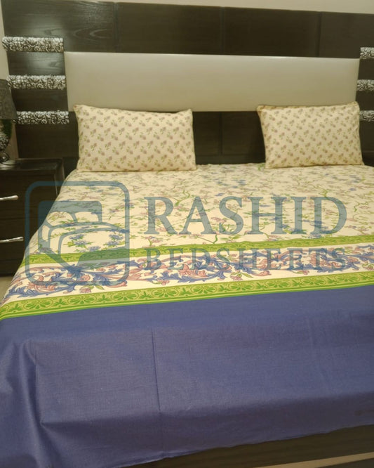Cotton peach printed bedsheet