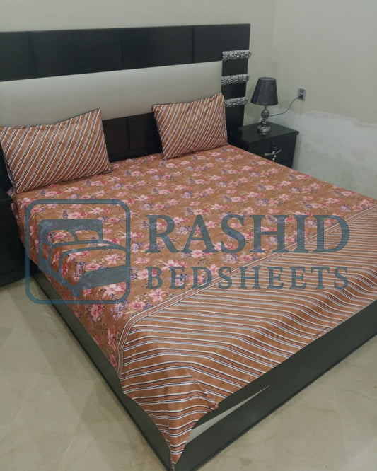 Brown printed cotton bedsheet

