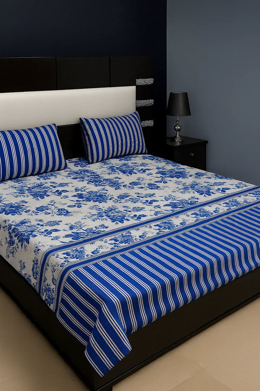 Cotten blue printed bedsheet