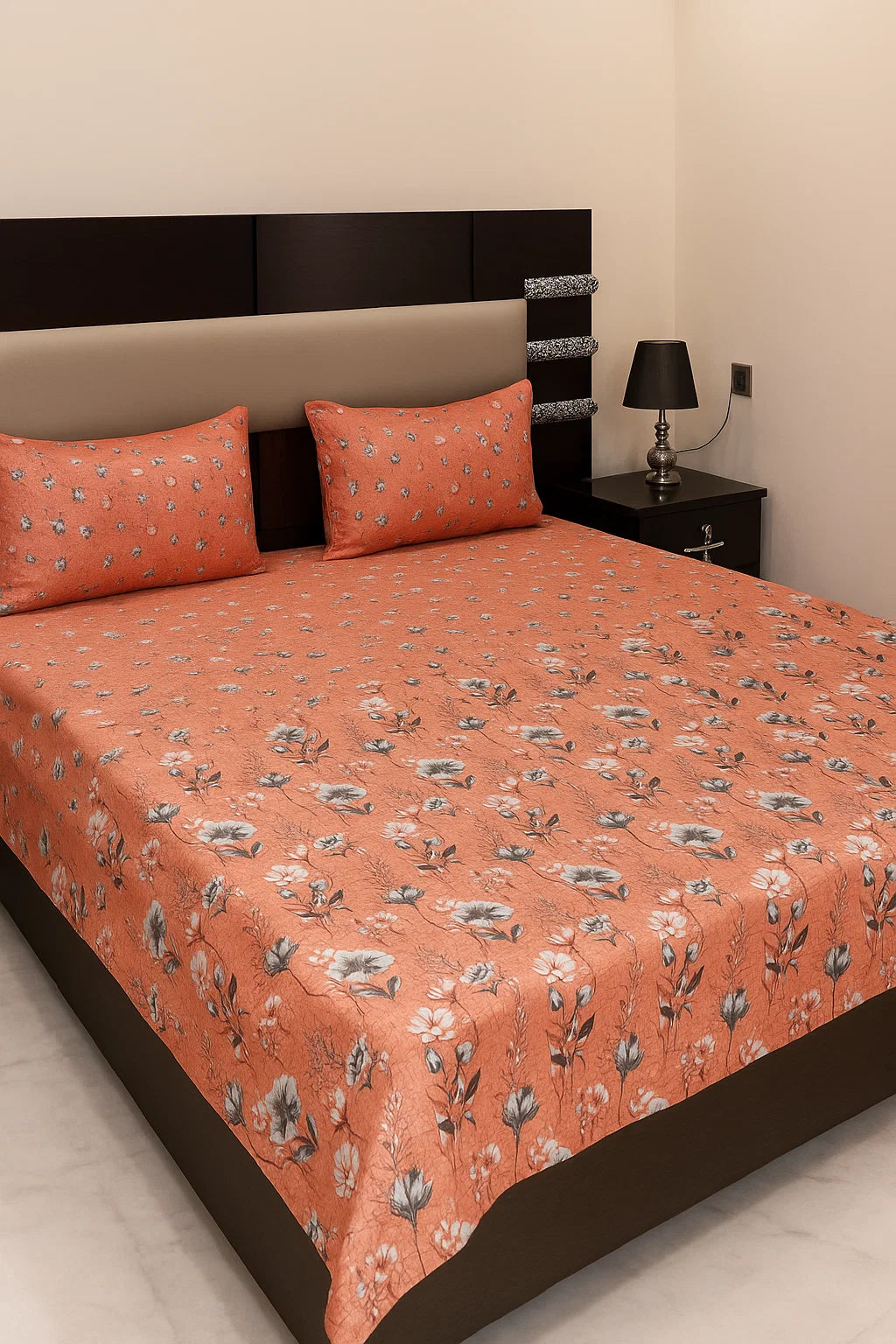 Cotton pinkey flower printer bedsheet